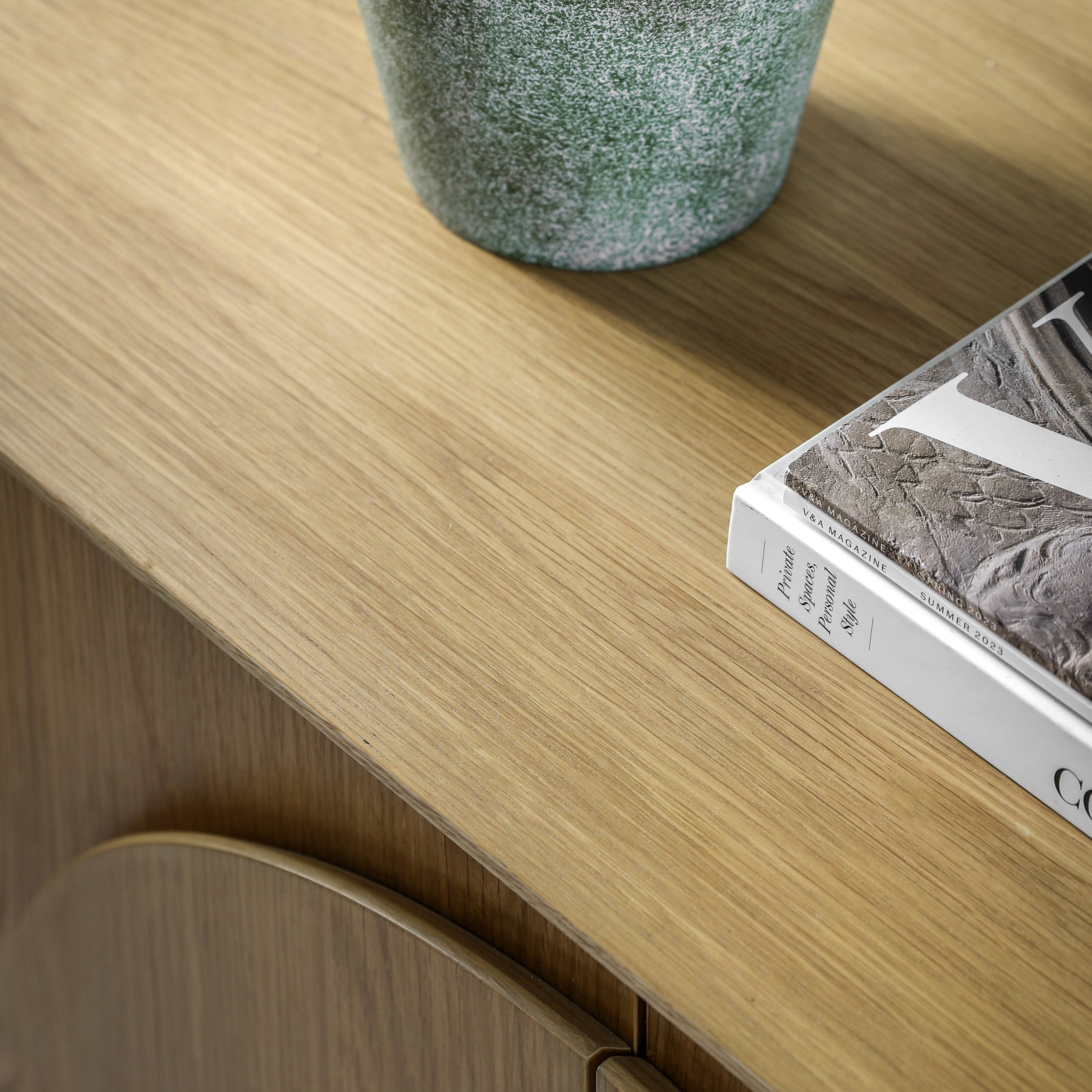 Sirena Geometric Natural Oak Wood Sideboard | Small